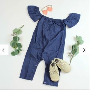 Denim Flutter Sleeve Romper